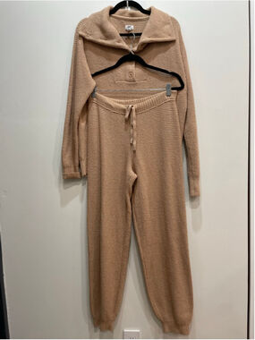 Aerie Cozy Knit Waffle Knit Set Sweater & Jogger Set M Loungewear Oversized